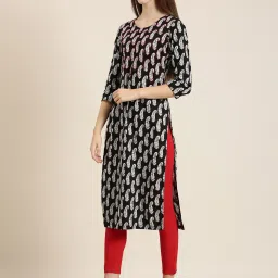 showoffff SHOWOFF Black Cotton Printed Kurta image 3