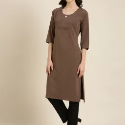 showoffff SHOWOFF Brown Georgette Regular Fit Kurta image 3