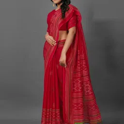 Saree Mall Red Printed Saree With Unstitched Blouse image 3