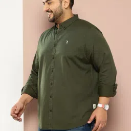 Thomas Scott Bottle Green Cotton Regular Fit Shirt image 3