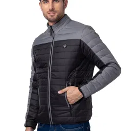 Being Human Black Regular Fit Colour Block Quilted Jacket image 3