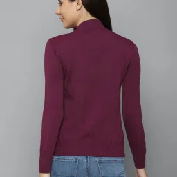 Allen Solly Wine Cotton Solid Sweater image 2