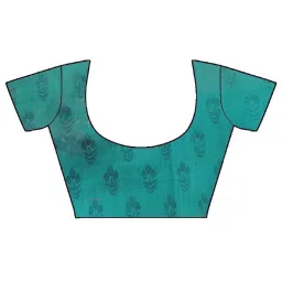 Saree Mall Green Linen Floral Print Saree With Unstitched Blouse image 3