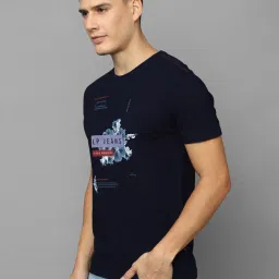 Louis Philippe Jeans Navy Blue Cotton Slim Fit Printed T-Shirt image 3