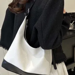 Styli White Solid Hobo Handbag image 1