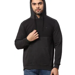 Park Avenue Black & Grey Slim Fit Colour Block Hooded Sweatshirt image 4