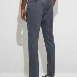WES Formals by Westside Charcoal Slim-Fit Mid-Rise Trousers image 2