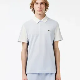 Lacoste Blue Cotton Regular Fit Colour Block Sports Polo-image-6