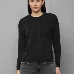 Allen Solly Grey Cotton Solid Sweater image 1