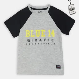 Blue Giraffe Kids Grey Cotton Printed T-Shirt image 1