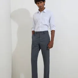 WES Formals by Westside Charcoal Slim-Fit Mid-Rise Trousers image 3