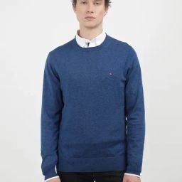 Tommy Hilfiger Blue Cotton Regular Fit Pullover-picture-30
