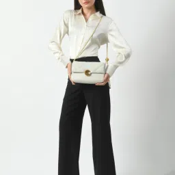 Angeline White Solid Medium Sling Handbag image 1