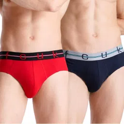 FCUK Multi-Color Cotton Solid Briefs Pack of 2 image 1
