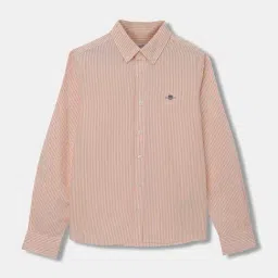 Gant Kids Orange Cotton Striped Full Sleeves Shirt-image-0