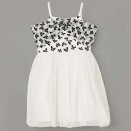 Fame Forever by Lifestyle Kids White & Black Embroidered Dress image 1