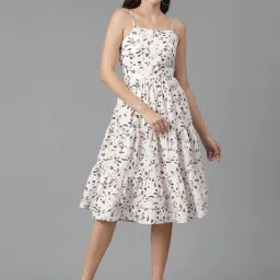 Kotty White & Brown Floral Print Midi Dress image 1
