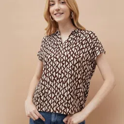 Fame Forever By Lifestyle Brown Regular Fit Printed Top image 1