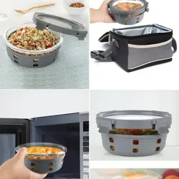 Borosil Transparent 400ml Round Glass Food Storage Container with Air Tight Lid (4 Piece) image 3