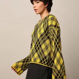 Only Yellow & Black Checks Pullover image 4