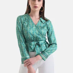 Kazo Green Printed Peplum Top image 1