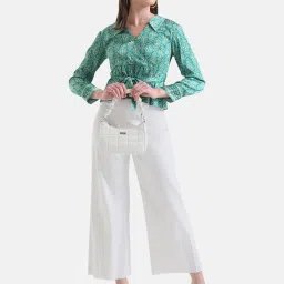 Kazo Green Printed Peplum Top image 4