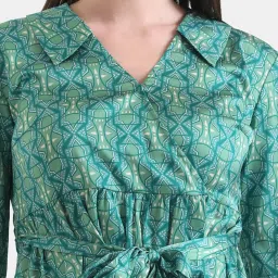Kazo Green Printed Peplum Top image 5