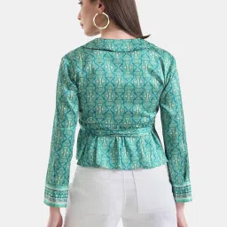 Kazo Green Printed Peplum Top image 2