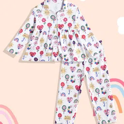 mothercare Girls Printed Pure Cotton Top with Pyjamas-picture-19