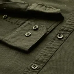 Thomas Scott Bottle Green Cotton Regular Fit Shirt image 4