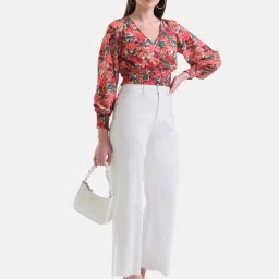 Kazo Smocked Overlapped Printed Blouse image 4