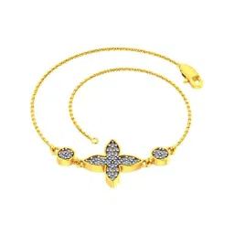 p.c. chandra jewellers P.C Chandra Jewellers Lovely 18k Yellow Gold and Diamond Embellished Flower Motif Bracelet-picture-35