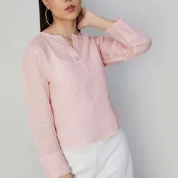 Code by Lifestyle Pink Linen Top-image-51