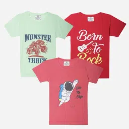 Vimal Jonney Girls Multicolor Printed T-Shirt (Pack Of 3)-picture-16