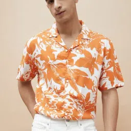 Fame Forever By Lifestyle Orange Smart Fit Printed Shirt-image-10