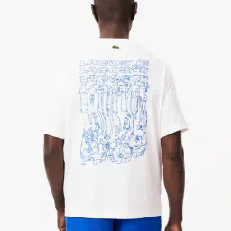 Lacoste White Loose Fit Printed T-Shirt image 2