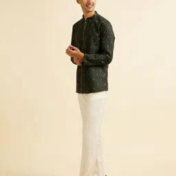 Manyavar Ethnic Motifs Woven Design Mandarin Collar Thread Work Short Kurta image 4