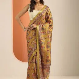Libas Mustard Printed Saree With Unstitched Blouse-image-81