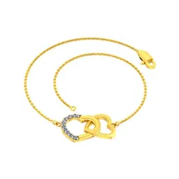 P.C Chandra Jewellers Elegant 18k Yellow Gold and Diamond Heart Loop Bracelet-image-67