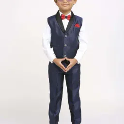 Kids Island Boys Navy Solid Full Sleeves Suit Set image 3