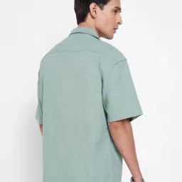 7 Alt By Pantaloons Green Cotton Loose Fit Self Pattern Shirt image 2