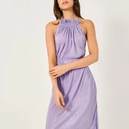Styli Purple Regular Fit Self Pattern Dress image 3