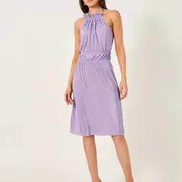 Styli Purple Regular Fit Self Pattern Dress-image-5