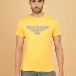 Wrangler Yellow Regular Fit Graphic Print Cotton Crew T-Shirt-picture-20