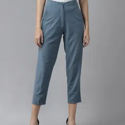 KASSUALLY Blue Regular Fit Mid Rise Trousers-image-99