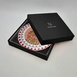 nestroots White & Beige Printed Ceramic Wall Plate image 4