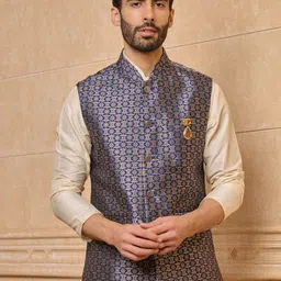 Tasva Ethnic Motifs Woven Design Classic Bundi Nehru Jacket-picture-32
