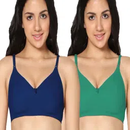 IN CARE Blue & Green Cotton T-Shirt Bras - Pack Of 2-image-86