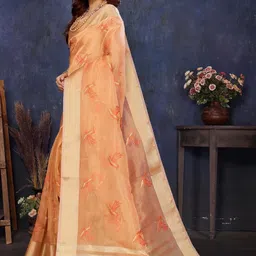 DIVASTRI Ethnic Motifs Embroidered Tissue Saree image 3