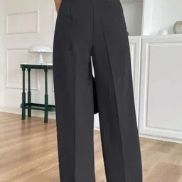 BROADSTAR Women Smart Straight Fit High-Rise Easy Wash Pleated Korean Pants image 4